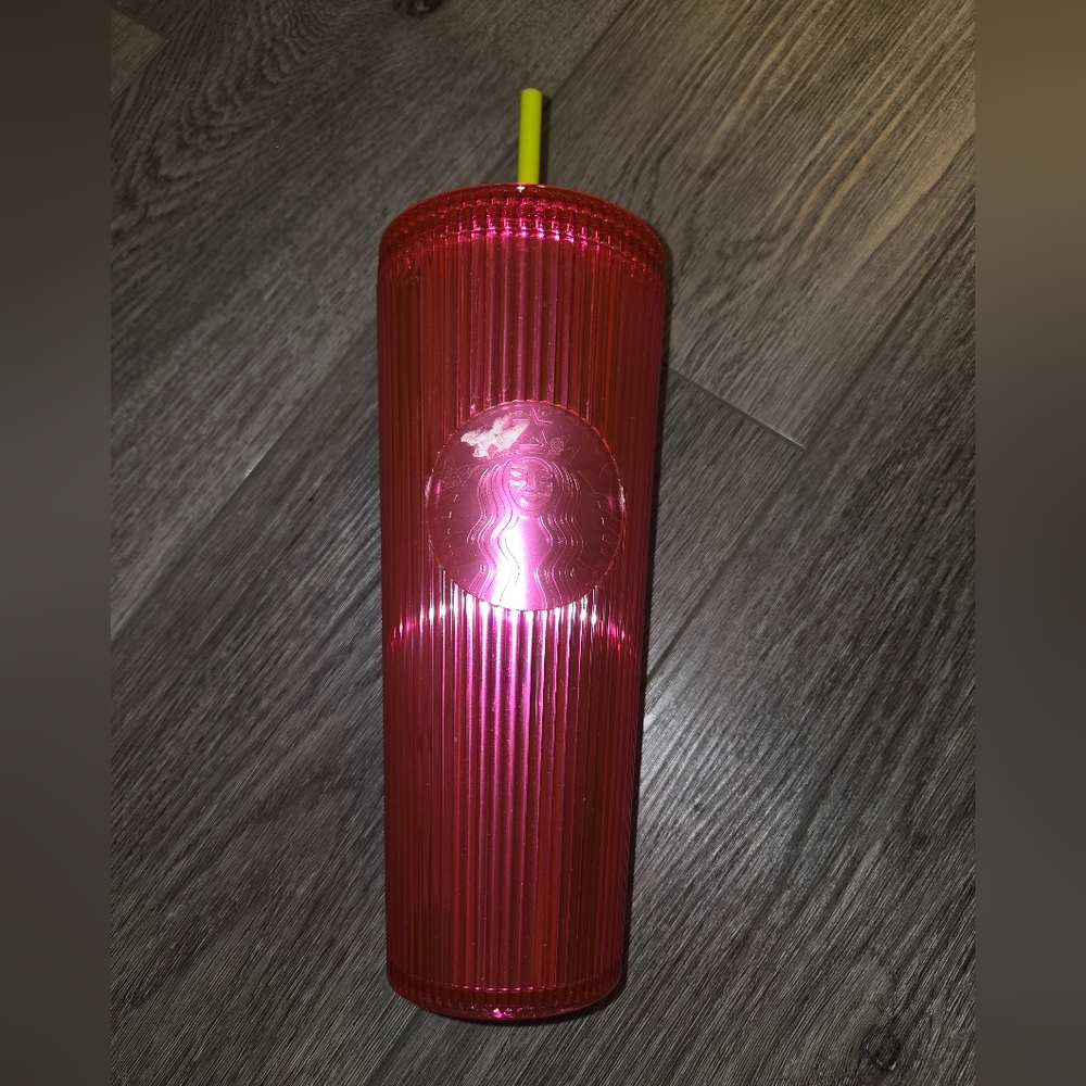 NWT Starbucks 24 Oz Pink Tumbler with Straw